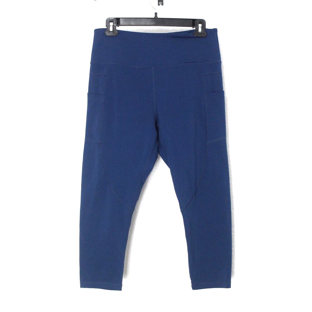 ZYIA Active Navy Blue Cropped High Rise Legging Size 12 Hip Pocket